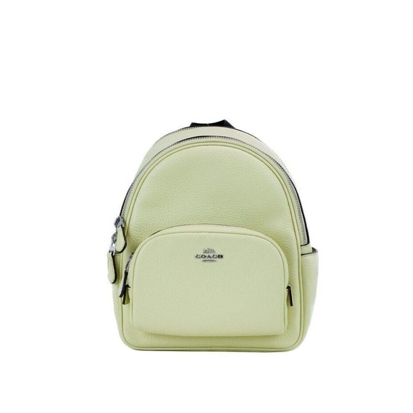 COACH Mini Court Pale Lime Pebbled Leather Shoulder Backpack Bag